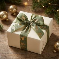 Article Ruban cadeau vert or ruban de Noël cerf 25mm 15m