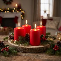 Article Bougie pilier 100/80 rouge 6 pcs