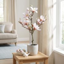 Article Magnolia artificiel rose de 74 cm, décoration florale artificielle