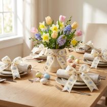Article Ruban cadeau Ruban décoratif de Pâques Oeufs de Pâques crème 40mm 20m