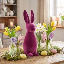 Article Décoration de Pâques en forme de lapin floqué, violet, 15×15,5×47 cm