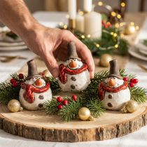 Article Figurine de bonhomme de neige en céramique, blanche, 6,9 cm – décoration de Noël d'hiver – 6 pcs