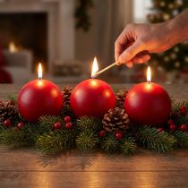 Article Lot de 6 bougies boules rouges, 100 mm - Idéales pour les décorations de Noël et les fêtes, longue durée de combustion