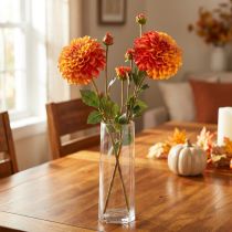Article Dahlia Artificiel Fleurs Décoratives Orange Rouge Ø10 L80cm 2pcs