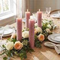 Article Bougies Vieux rose Teintes dans la masse 50×300mm 4 pcs
