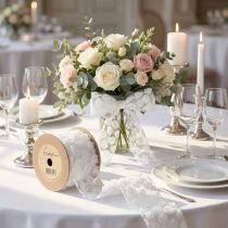 Article Ruban décoratif mariage roses blanches ruban cadeau 60mm 5m