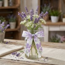 Article Ruban ruban de soie lavande avec bouquet de lavande 40mm 15m