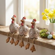 Article Poulet Pâques céramique Figurine bord d'étagère 9,5cm 3pcs
