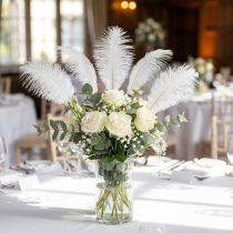 Article Plumes sur fil L27cm blanc 6 pcs