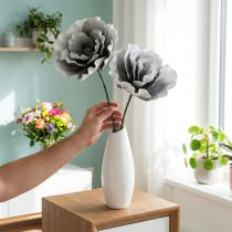 Article Fleurs en mousse Grandes fleurs artificielles en mousse Gris 85 cm 2 pièces
