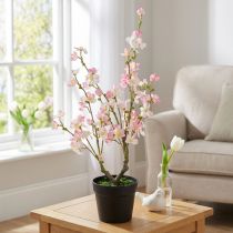 Article Amandier Grande Plante Artificielle en Pot Rose Blanc 74cm