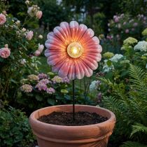 Article Lampe Solaire LED Fleur Jardin LED Métal Rose Ø30cm