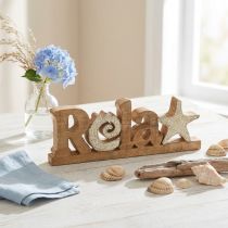 Article Décoration de table maritime « Relax » sur pied en bois de manguier 28×10cm