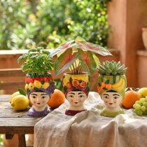 Article Tête de plante fille avec fruit décorative en céramique 13,5 cm 3 pièces