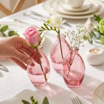 Article Vase bulbeux mini vases verre teinté rose Ø7cm H12cm 6 pcs