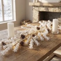 Article Branche artificielle décorative d'hiver, décoration d'hiver givrée blanche 124 cm