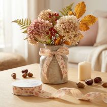 Article Ruban décoratif automne ruban tissu décoratif beige vieux rose 25mm 20m