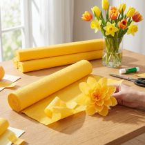 Article Papier crépon fleuriste crépon fleuriste jaune soleil 50×250cm 5 pièces