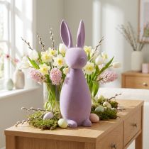 Article Lapin de Pâques décoratif – 2e choix – Lilas floqué H47 cm