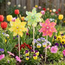 Article Moulin à vent décoratif pour jardin, à placer dans les parterres de fleurs, 47 cm, lot de 3.