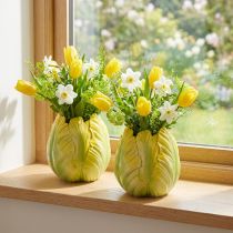 Article Vase à fleurs orné d'un motif de tulipe saisissant. Idéal pour décorer le salon. 16 cm, vendu par lot de 2.