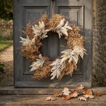 Article Couronne déco herbe de pampa artificielle crème, couronne de porte marron Ø60cm