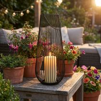 Article Bougeoir lanterne décorative noire avec anse Ø22cm H52cm