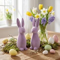 Article Lapin de Pâques décoratif – 2e choix – Lilas floqué H 29,5 cm, 2 pièces