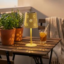 Article Lampe solaire de table à motif floral délicat pour balcon ou terrasse, 28 cm