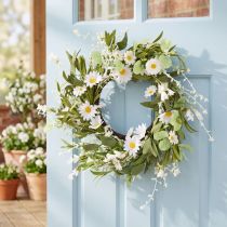 Article Couronne de marguerites artificielles, aspect naturel et résistante, pour la décoration de portes et de murs, 55 cm