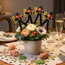 Article Décoration de ramoneur fleuri, porte-bonheur pour le Nouvel An, 17 cm, lot de 24.