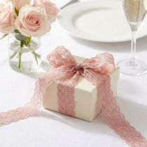 Article Ruban dentelle coeurs ruban décoratif dentelle vieux rose 25mm 15m