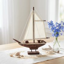 Article Décoration de bateau à voile en bois de pin marron 32×5×41cm