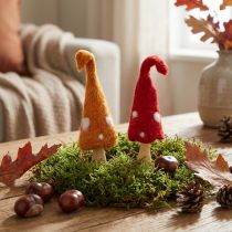 Article Champignons décoratifs en feutre rouge, orange 6 pièces