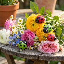 Article Coccinelles avec clip 4,5 cm rouge, vert 6 p.