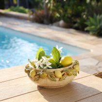 Article Bol en céramique avec citrons – Bol décoratif méditerranéen pour table et cuisine Ø21,5cm H8,5cm
