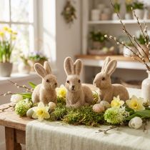 Article Lapins de Pâques décoratifs floqués assis – 2e choix – Printemps 10 cm 6 pièces