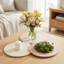 Article Dessous de verre Décoration de table Fleurs Beige Marron Ø20cm 3 Pcs