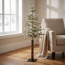 Article Sapin artificiel sur plaque métal décoration hiver neige 35x115cm