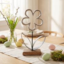 Article Décoration fleur métal argent noir décoration de table printemps H36cm