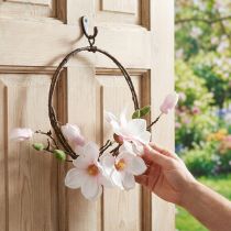 Article Anneau décoratif magnolia artificiel décoration printanière à suspendre Ø24cm