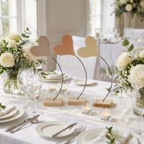 Article Décoration de table coeurs mariage, décoration coeur métal beige/orange/jaune H40cm 3pcs