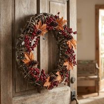 Article Grande couronne décorative Ø50cm en sarments de vigne - couronne de porte naturelle en bois et osier, polyvalente pour la décoration