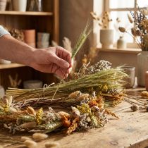 Article Kit de fleurs séchées à faire soi-même, décoration naturelle pour bouquets et couronnes séchées, 60 cm – Décoration champêtre durable