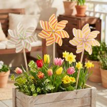 Article Piquet de jardin en forme de moulin à vent, décoration attrayante pour terrasse, jardin et balcon, 47 cm, lot de 3