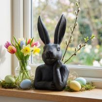 Article Lapin de Pâques décoratif Buste de lapin noir Décoration de Pâques 22,5 cm