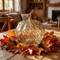 Article Décoration citrouille en verre, décoration de table citrouille en verre, automne Ø14cm H19cm