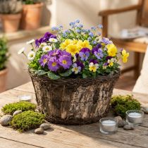 Article Pot de fleurs en écorce de bouleau avec motif de vigne, naturel, Ø 28 cm H 15 cm, jardinière