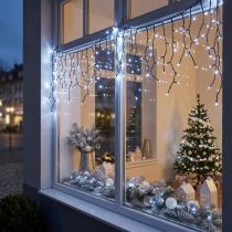 Article Cascade lumineuse effet neige, décoration hiver Avent, lumières LED 6 brins blanc froid 480 L60/80/100cm