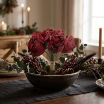 Article Roses artificielles rouges, fleurs en soie, bouquet de roses L23cm 8 pcs